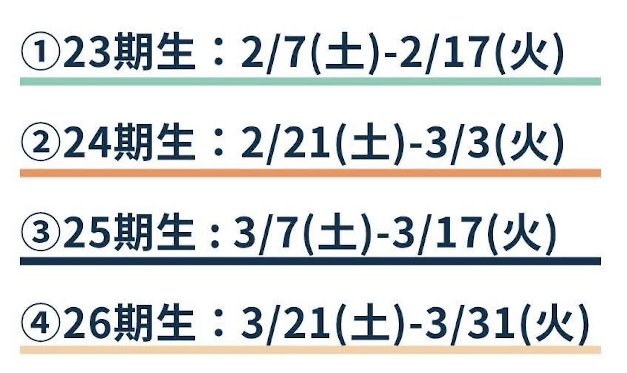 2026年春 渡航スケジュール